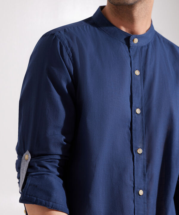 Camisa Manga Larga con Cuello Mao