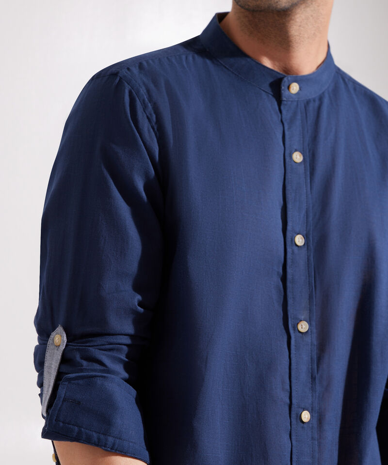 Camisa Manga Larga con Cuello Mao