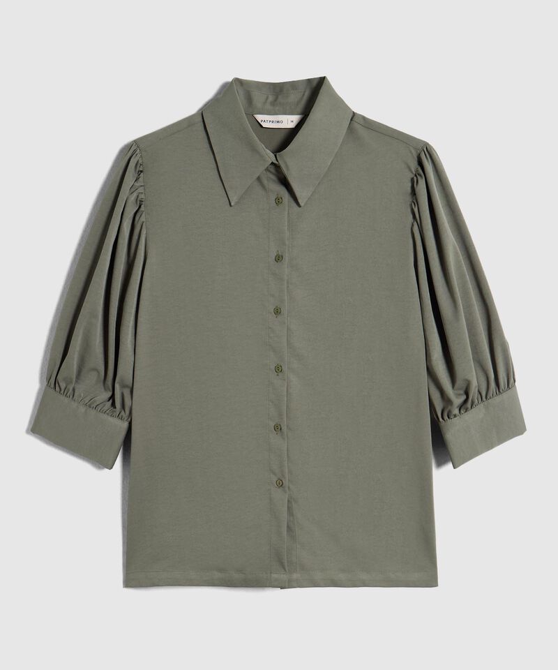 Camisa Camisera Con Mangas Recogidas Para Mujer