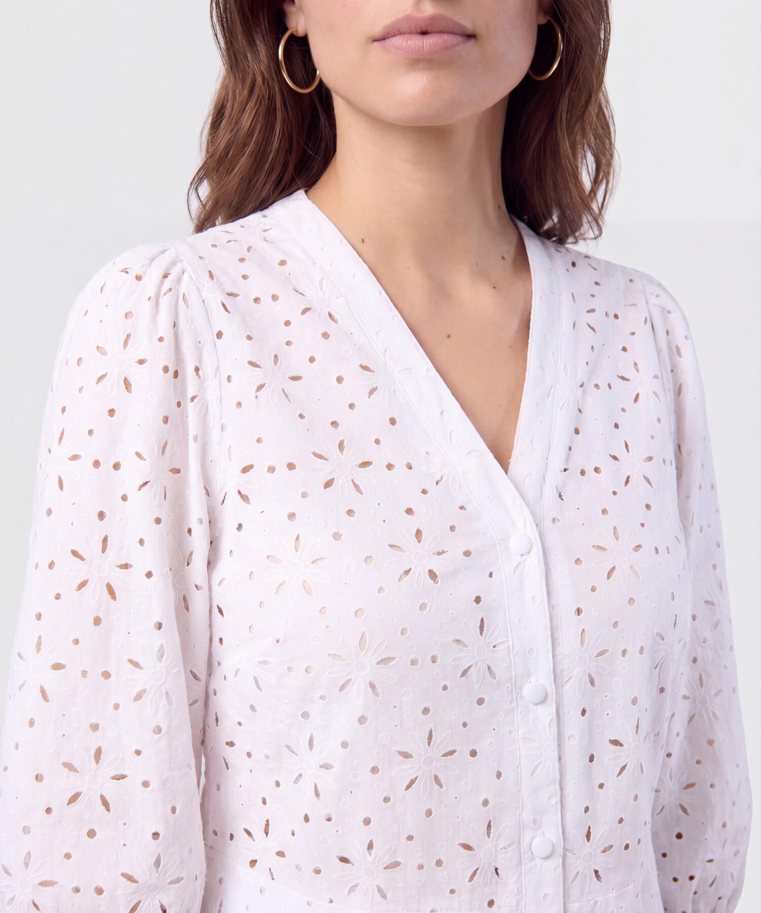Vestido Corto Bordado Unicolor Para Mujer