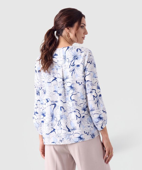 Blusa Escote V Manga 3/4 Para Mujer