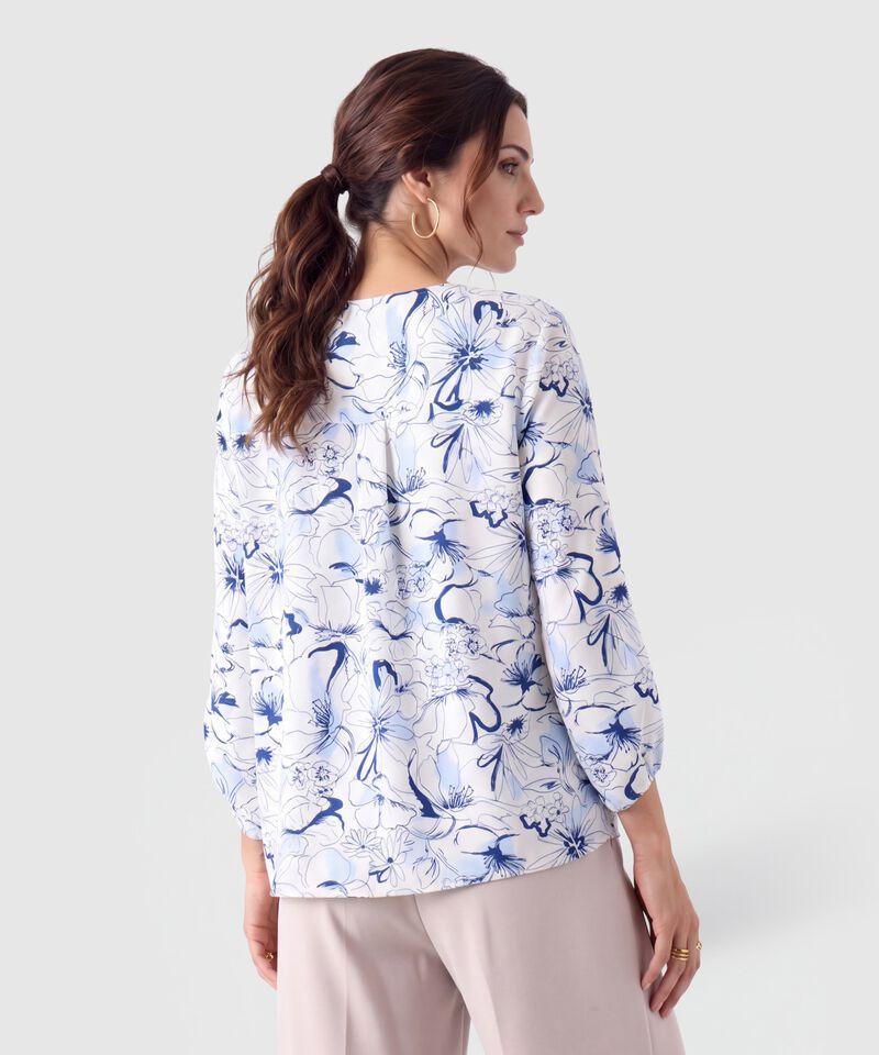 Blusa Escote V Manga 3/4 Para Mujer