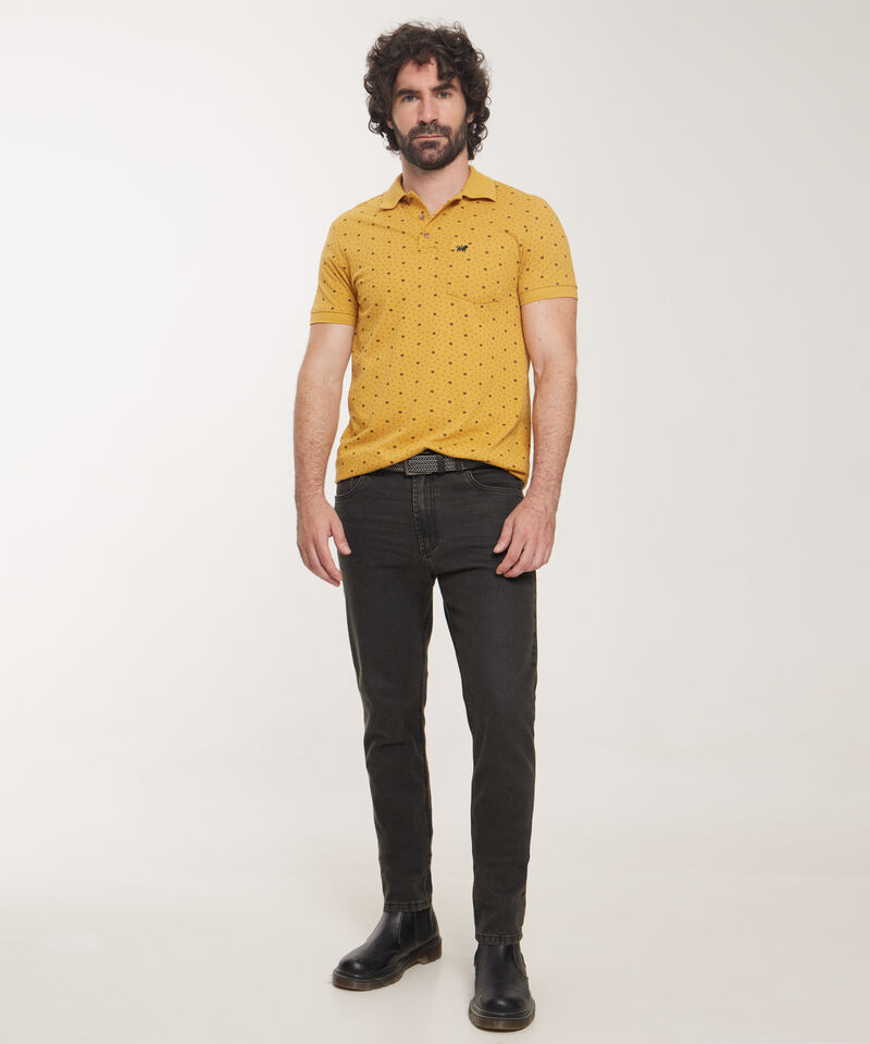 Polo Estampada, Cuello Y Puños Tejidos Con Bolsillo, Silueta Slim Fit, Safari Soft Línea Moda