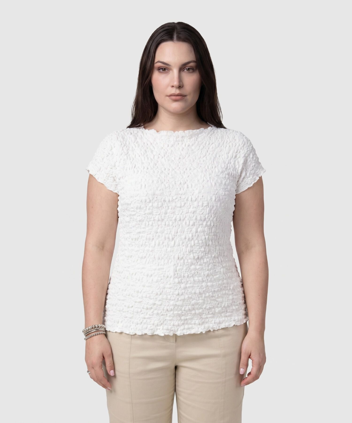 Camiseta De Textura Ligera Para Mujer Curvy