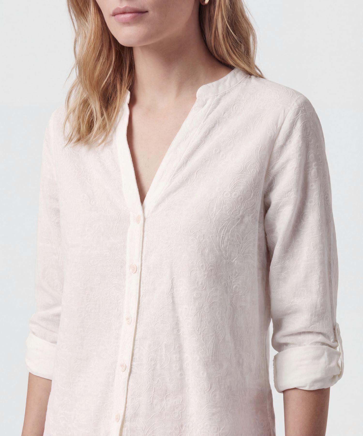 Blusa De Cuello Neru Y Manga Ajustable Para Mujer