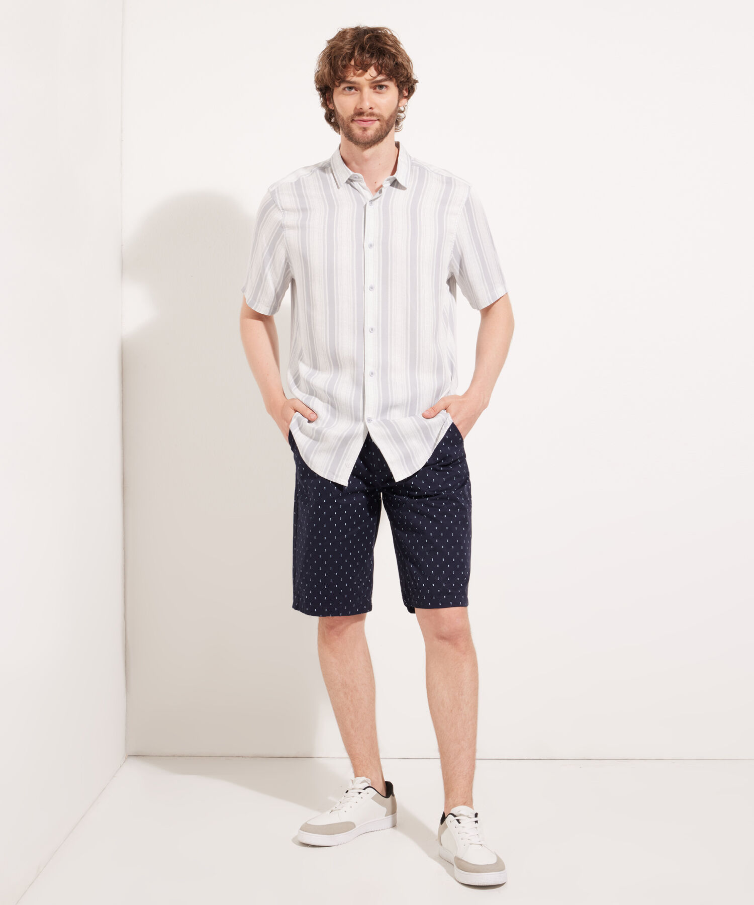 Camisa Manga Corta Estampada En Viscosa