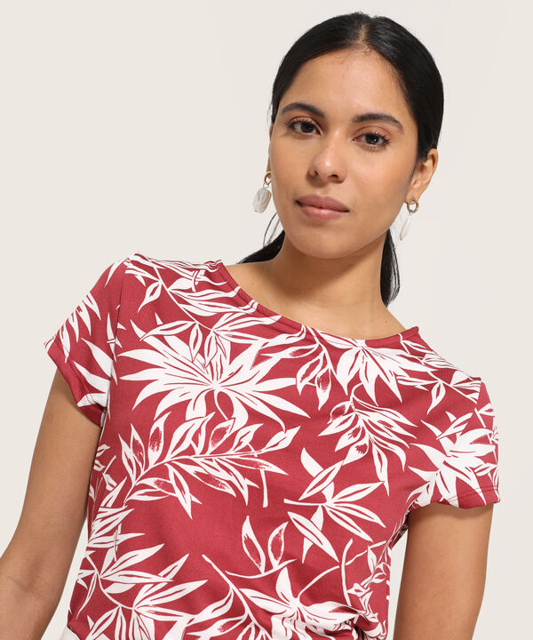 Camiseta Estampado de Hojas image number null