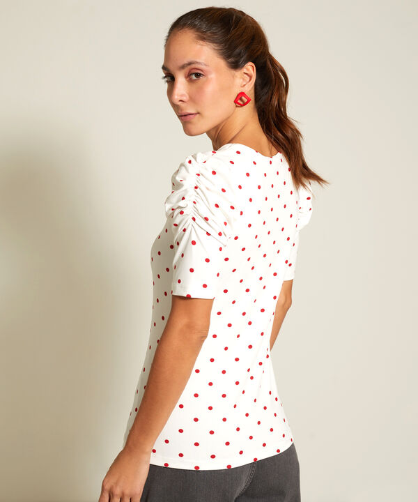 Camiseta Estampada Manga Corta Con Ruche