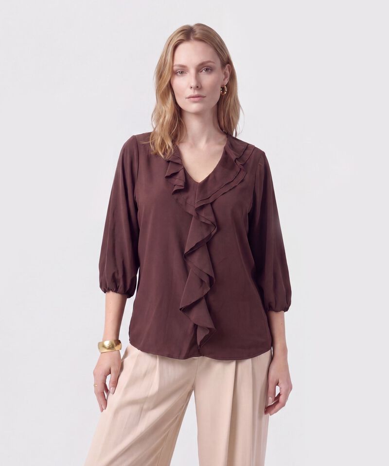 Blusa Con Bolero Frontal Cascada Mujer