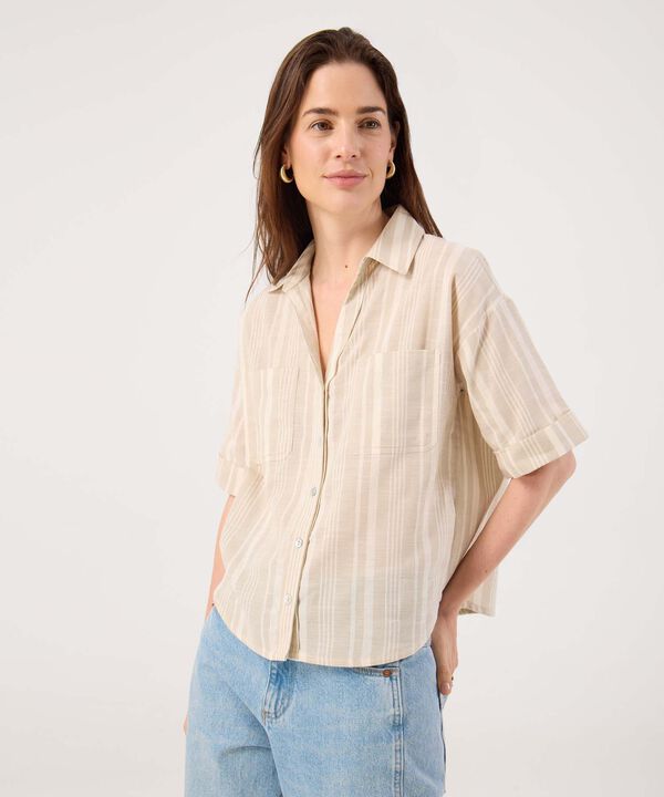 Camisa Manga Corta A Rayas image number null