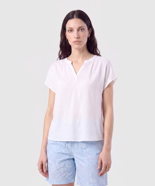 Blusa Manga Corta con Escote en V