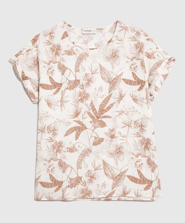 Blusa Estampada en Efecto Lino