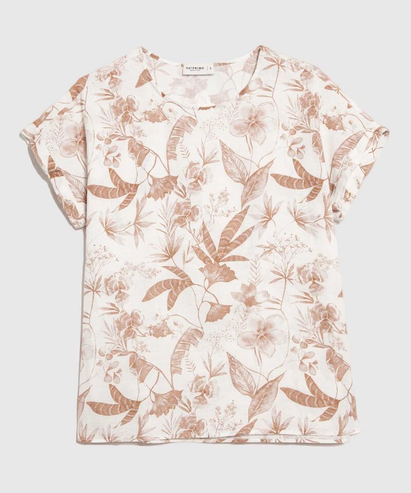 Blusa Estampada en Efecto Lino