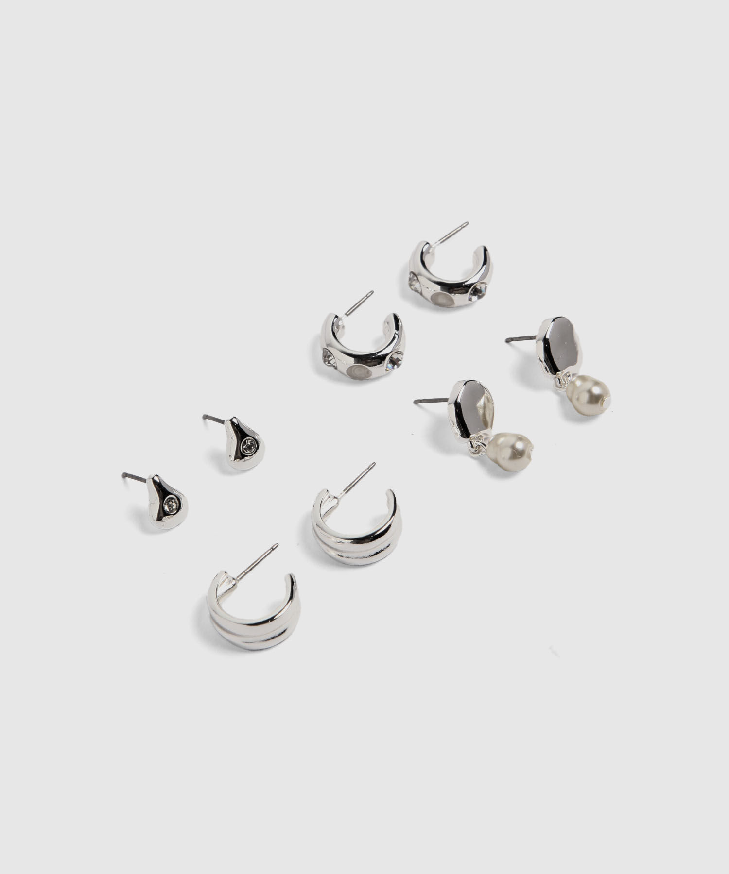 Set X4 Aretes Con Perlas Y Argollas 