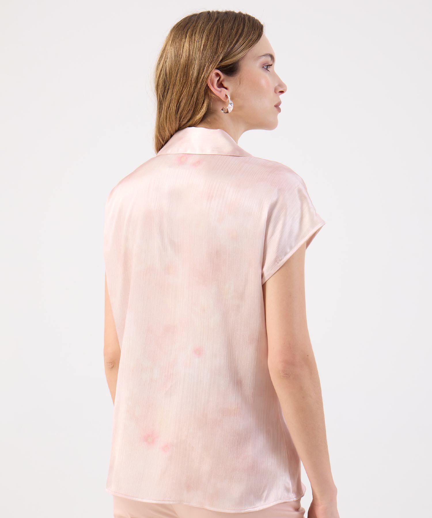 Blusa Satinada Rosa Tie-Dye Elegante