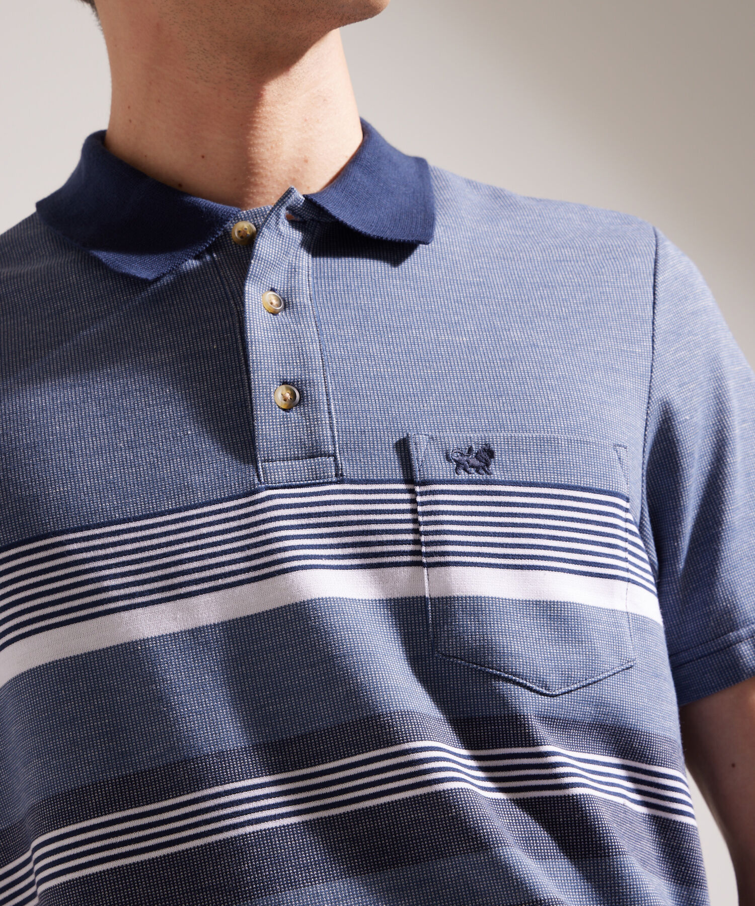 Polo Listador Cuello Tejido