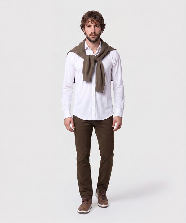 Camisa Slim Fit De Punto Antiarrugas