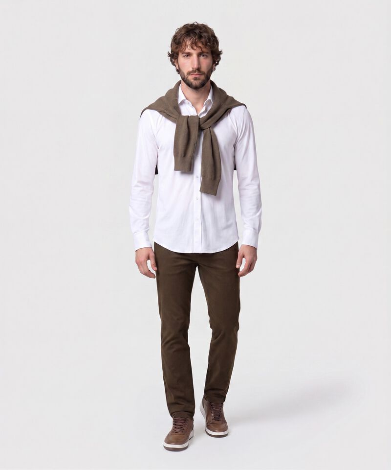 Camisa Slim Fit De Punto Antiarrugas