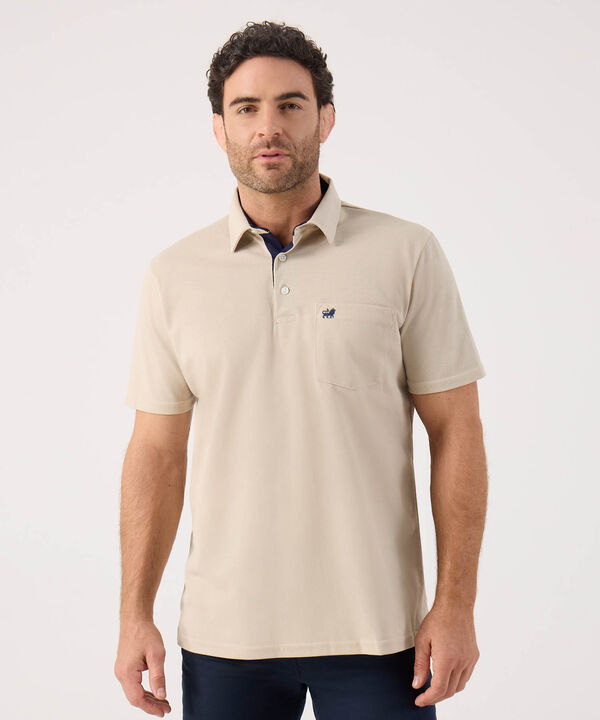 Polo Unicolor, Cuello Duro Con Bolsillo Y Silueta Regular Fit Naranja image number null