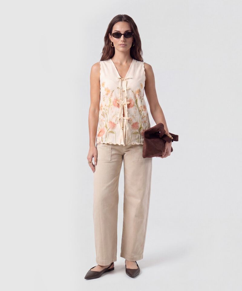 Blusa Sisa con Cierre de Lazos Mujer