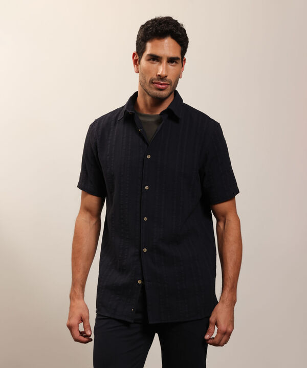 Camisa de Manga Corta Texturizada para Hombre image number null