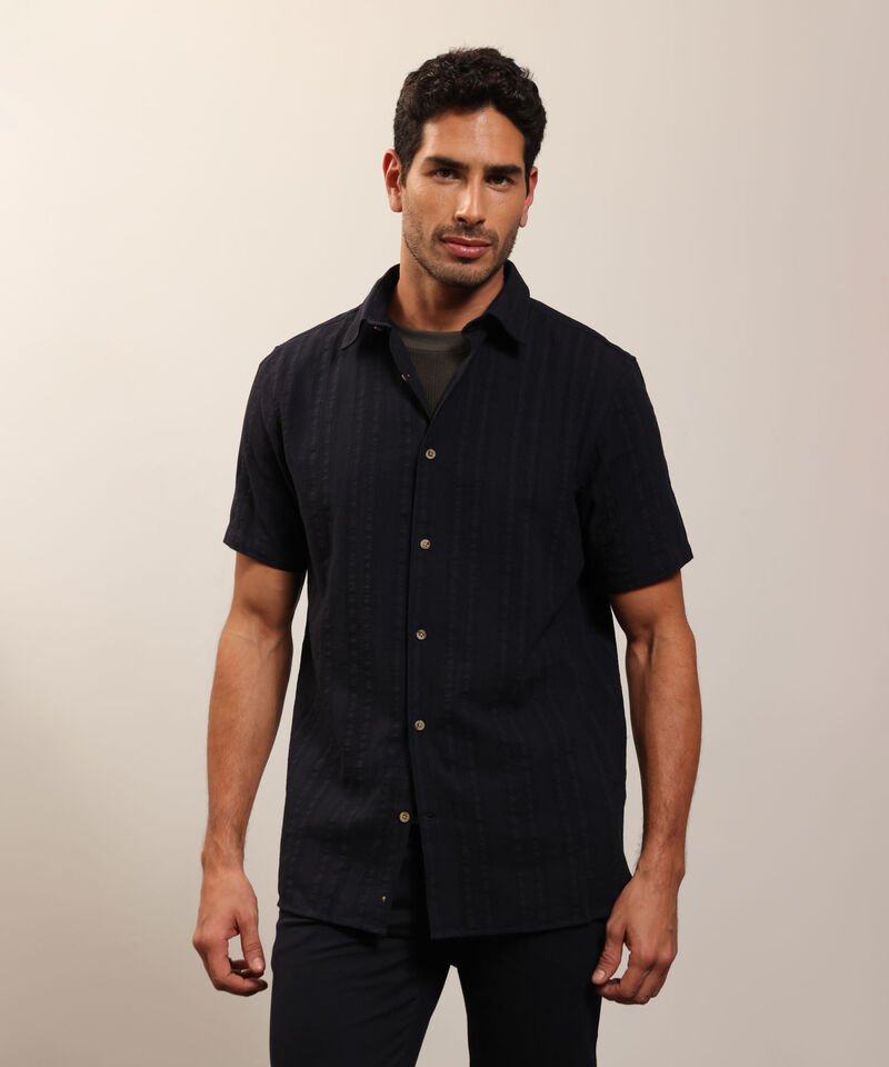 Camisa de Manga Corta Texturizada para Hombre