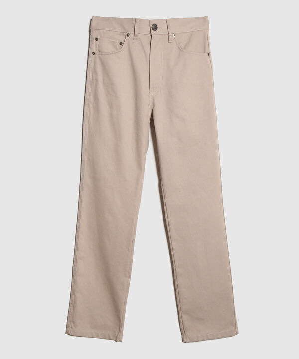 Pantalon Unicolor, 5 Bolsillos, Silueta Regular Fit