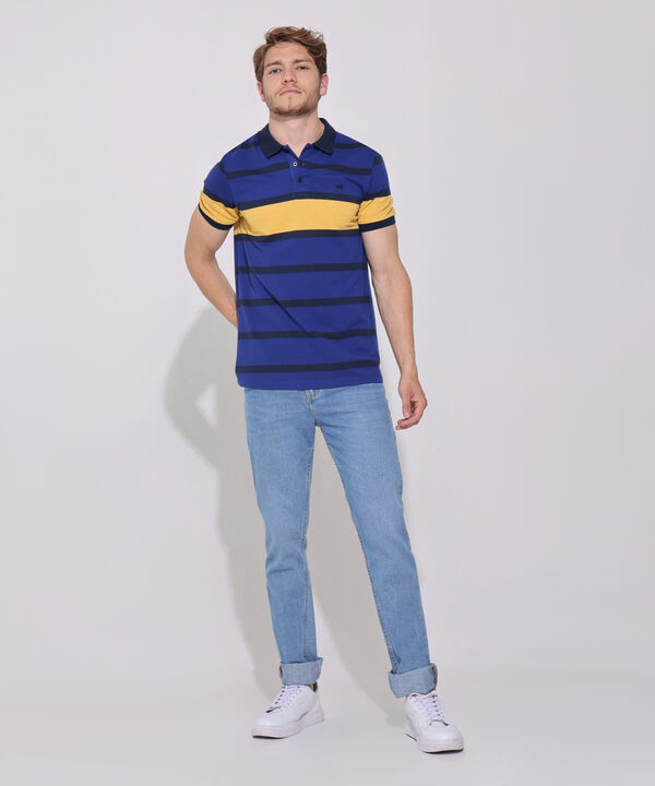 Polo Preteñida, Cuello Y Puños Tejidos, Silueta Slim Fit Blanco image number null