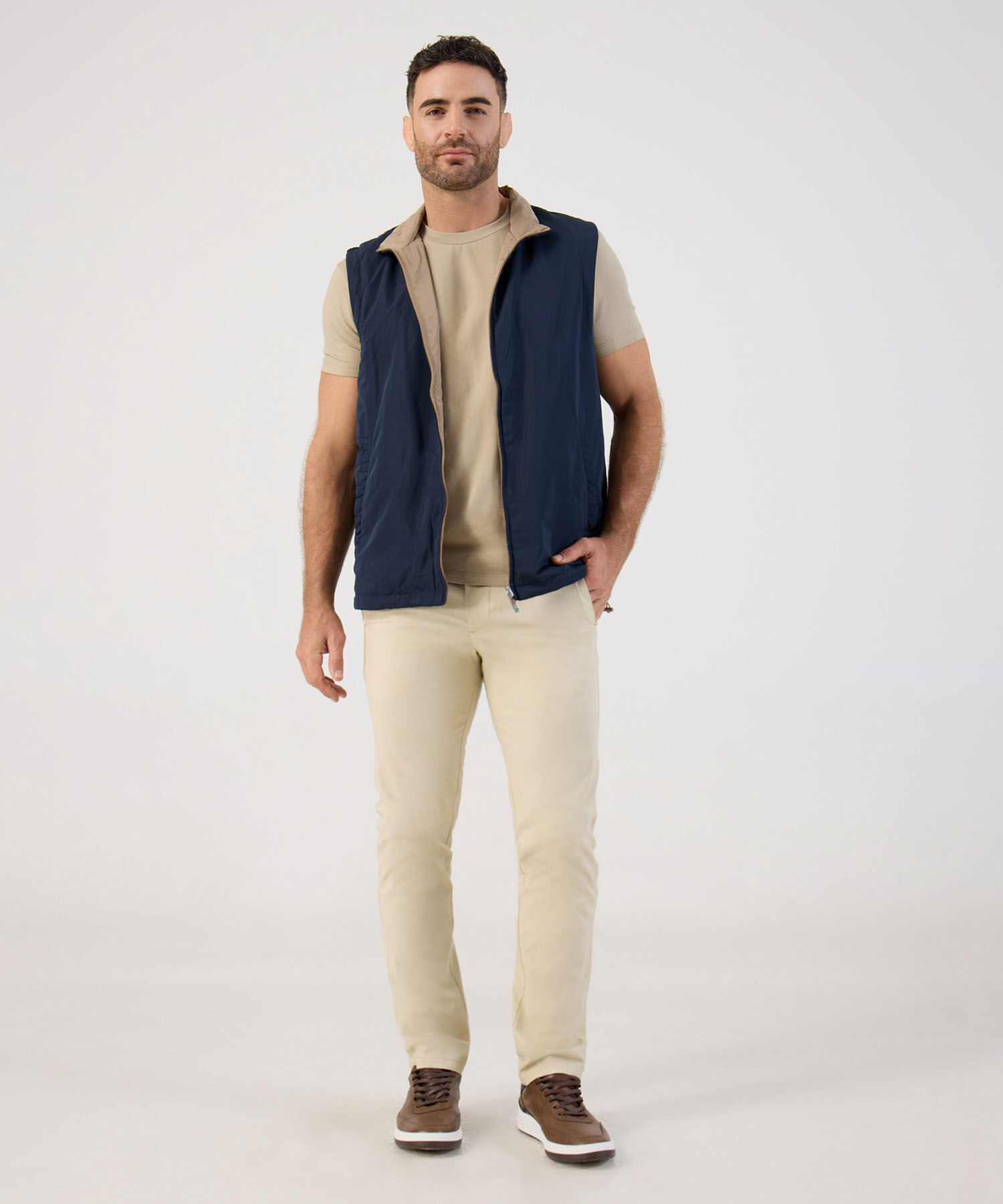 Chaleco Reversible con Cuello Alto para Hombre