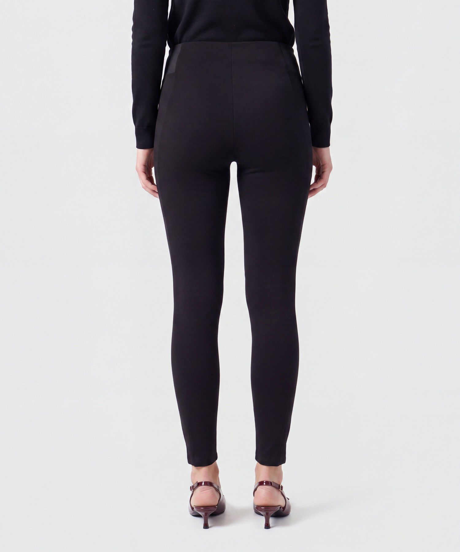 Leggings De Tiro Alto Con Pretina Ancha Mujer