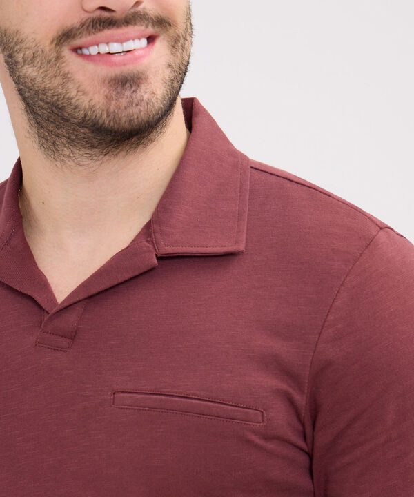 Polo Unicolor, Cuello Máquina Con Simulación Bolsillo Ribete