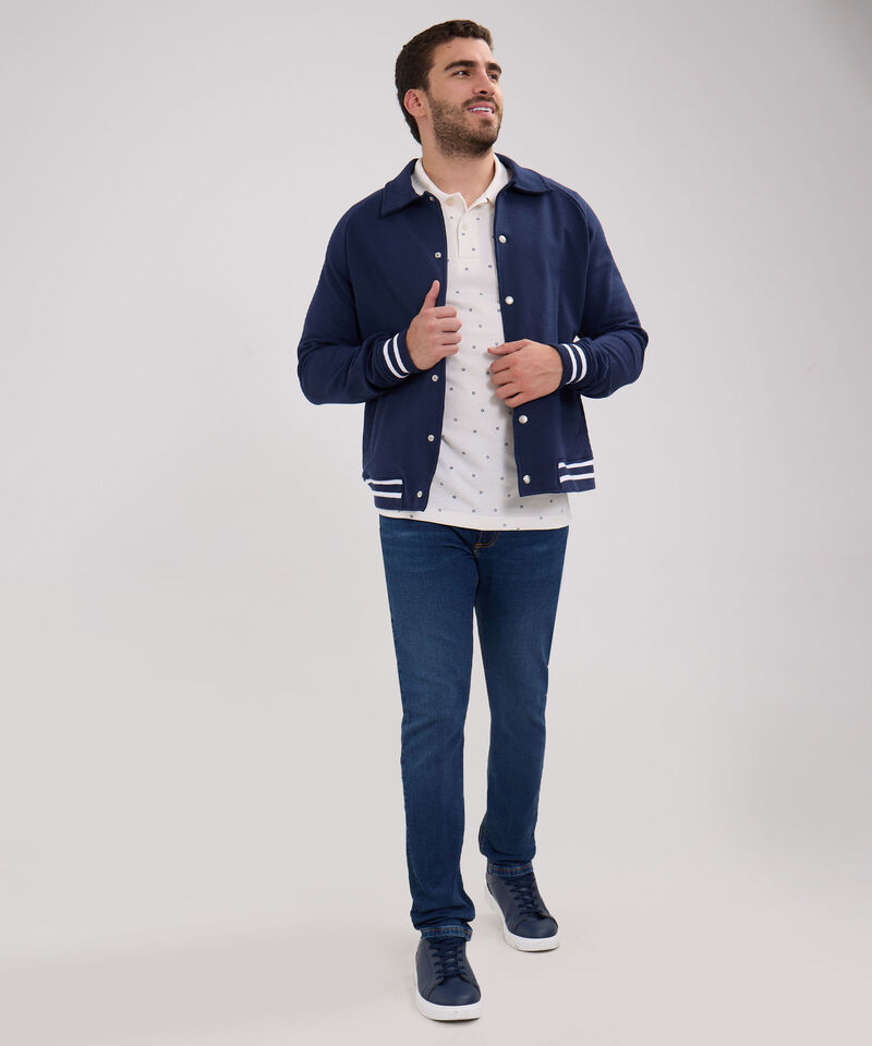 Polo Estampada Cuello Y Puños Tejidos Con Bolsillo
