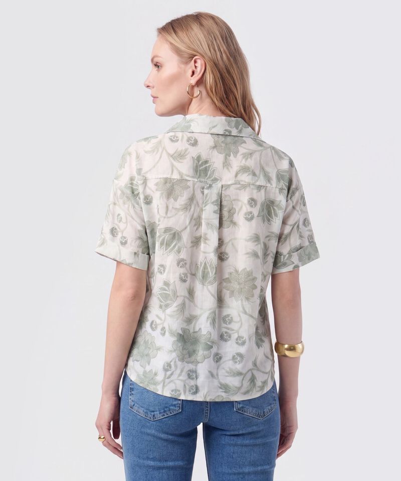 Camisa Manga Corta Con Dobladillo Mujer
