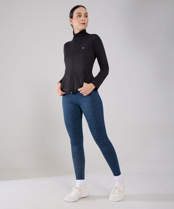 Leggings Jaspe Largo Con Reflectivos Laterales, Cotilla Y Pinzas Posteriores