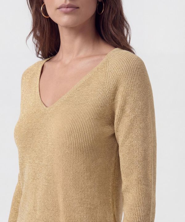 Saco De Punto Cuello En V Mujer