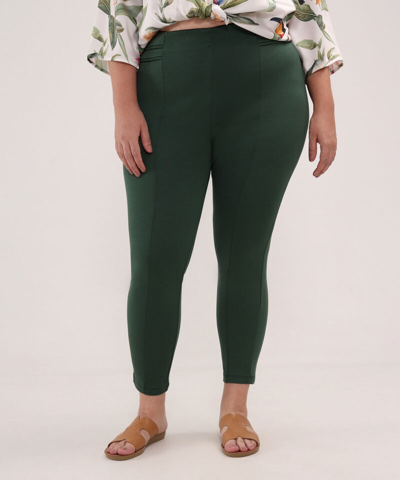 Leggings Unicolor Con Vena Y Cortes En Costados