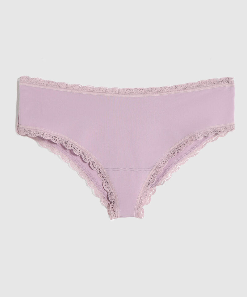 Panty Hipster Con Encaje En Cintura Y Piernas