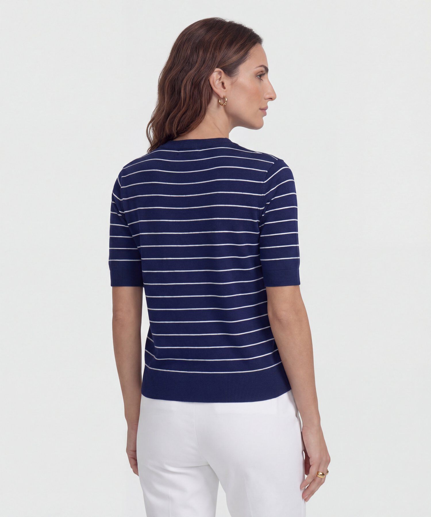 Camiseta A Rayas Manga Corta para Mujer