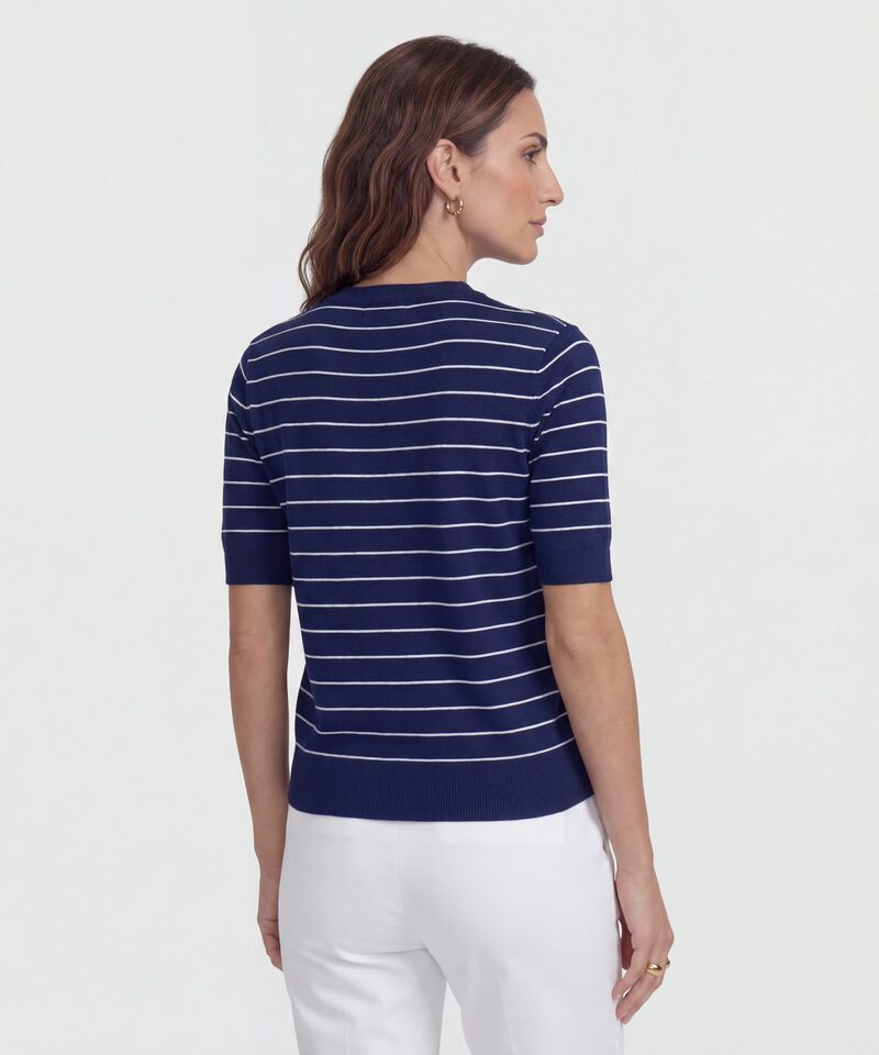 Camiseta A Rayas Manga Corta para Mujer