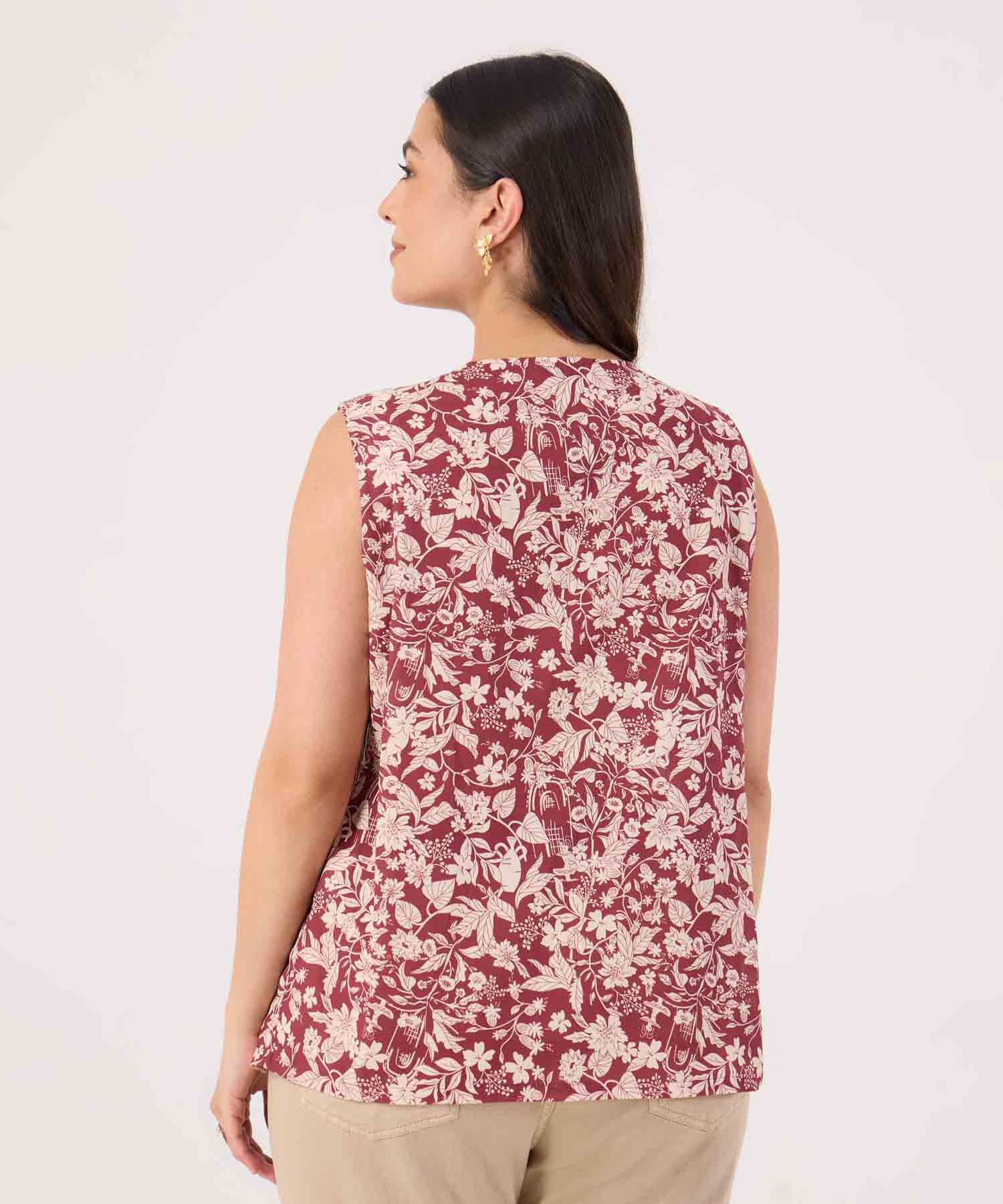 Blusa Estampada Manga Sisa Para Mujer Curvy