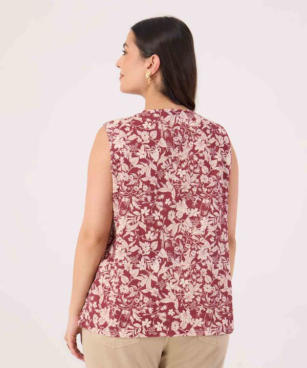 Blusa Estampada Manga Sisa Para Mujer Curvy