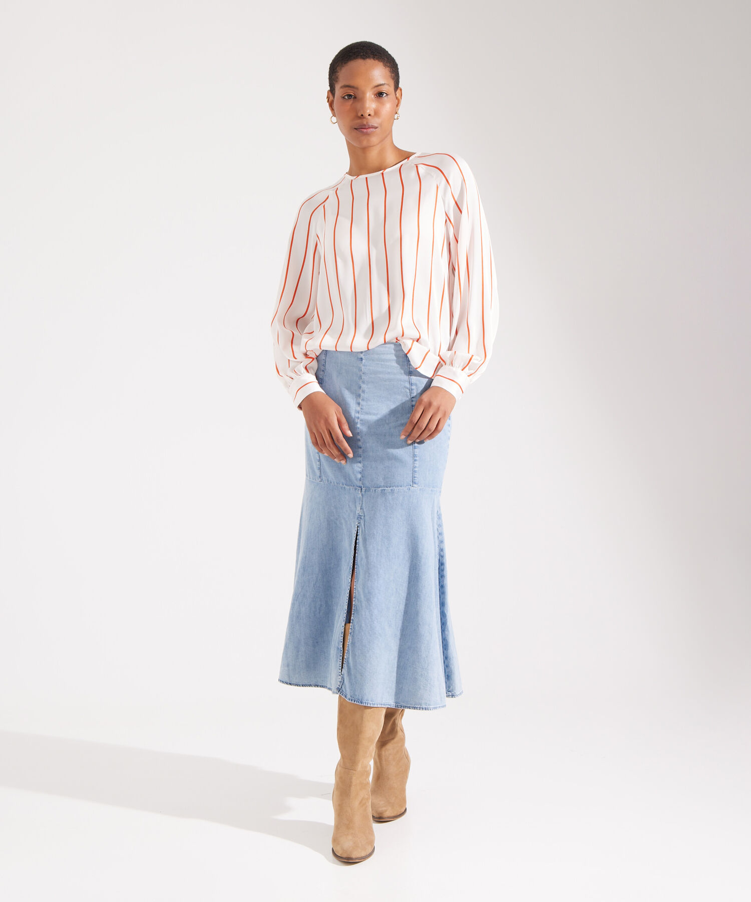 Blusa manga larga rayas clearance