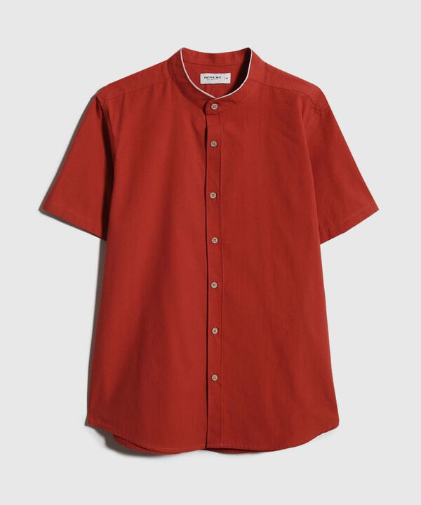 Camisa Manga Corta Unicolor Cuello Mao