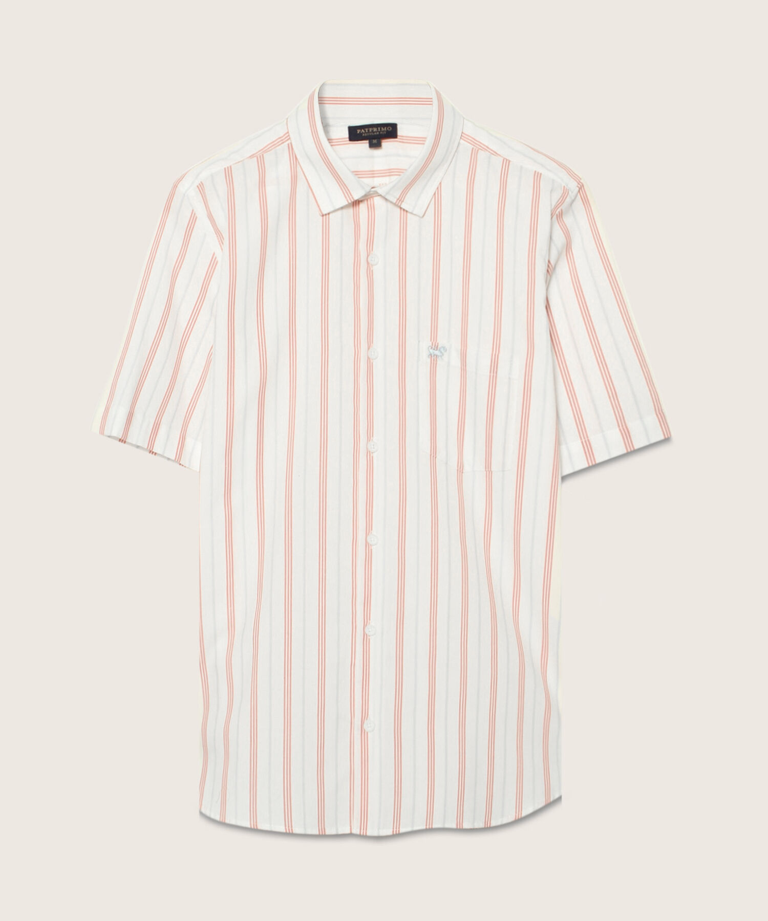 Camisa Manga Corta Estampada Con Bolsillo Blanco