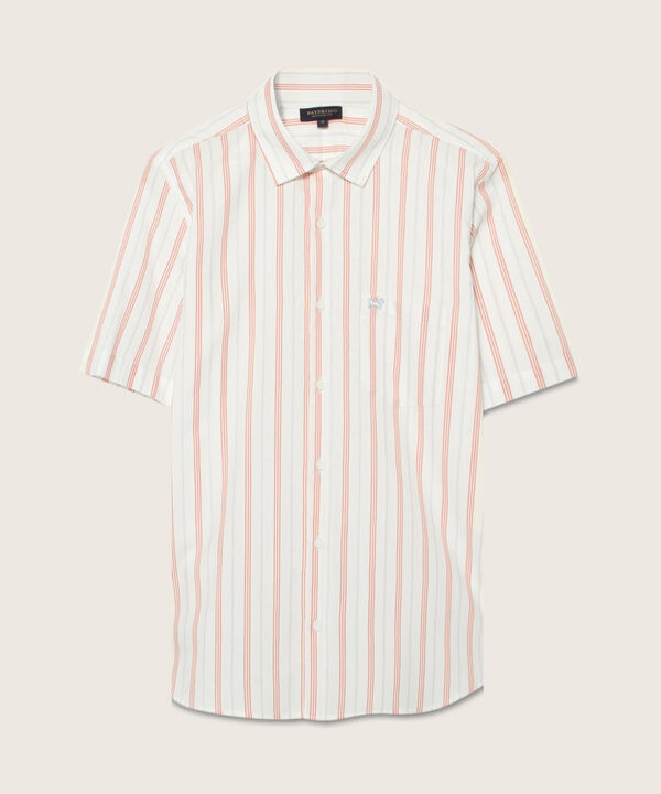 Camisa Manga Corta Estampada Con Bolsillo Blanco