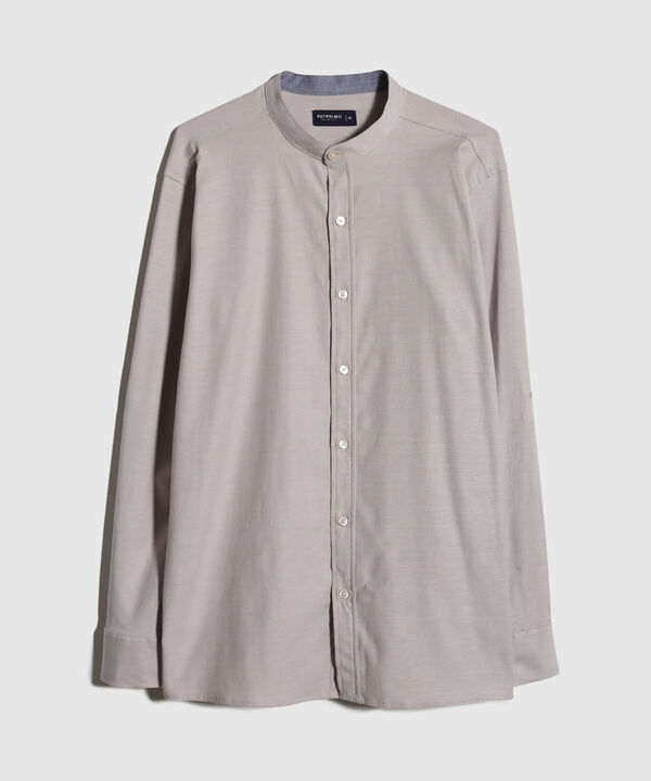 Camisa Manga Larga Cuello Mao Unicolor