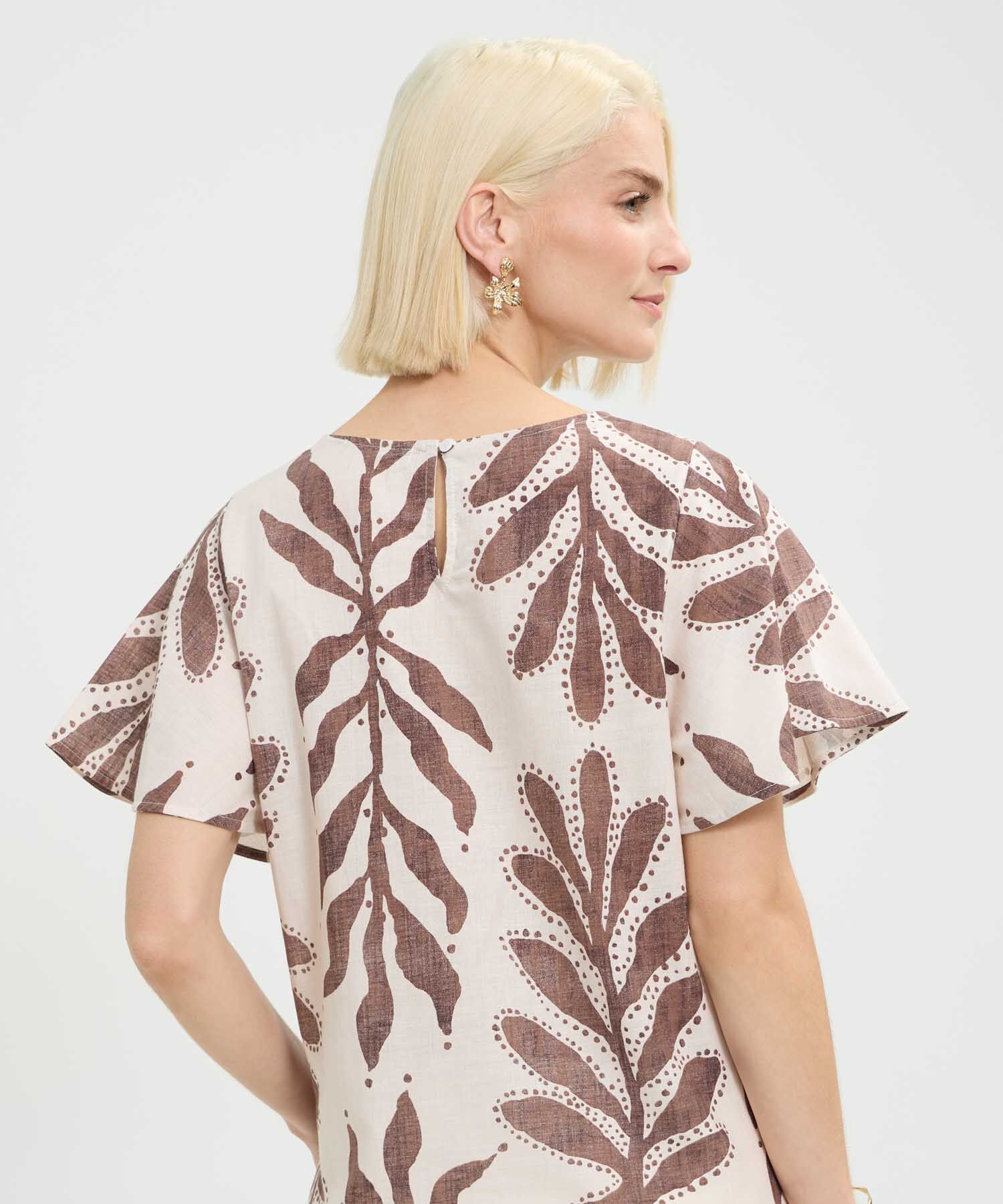 Blusa Manga Corta Acampanada Estampada