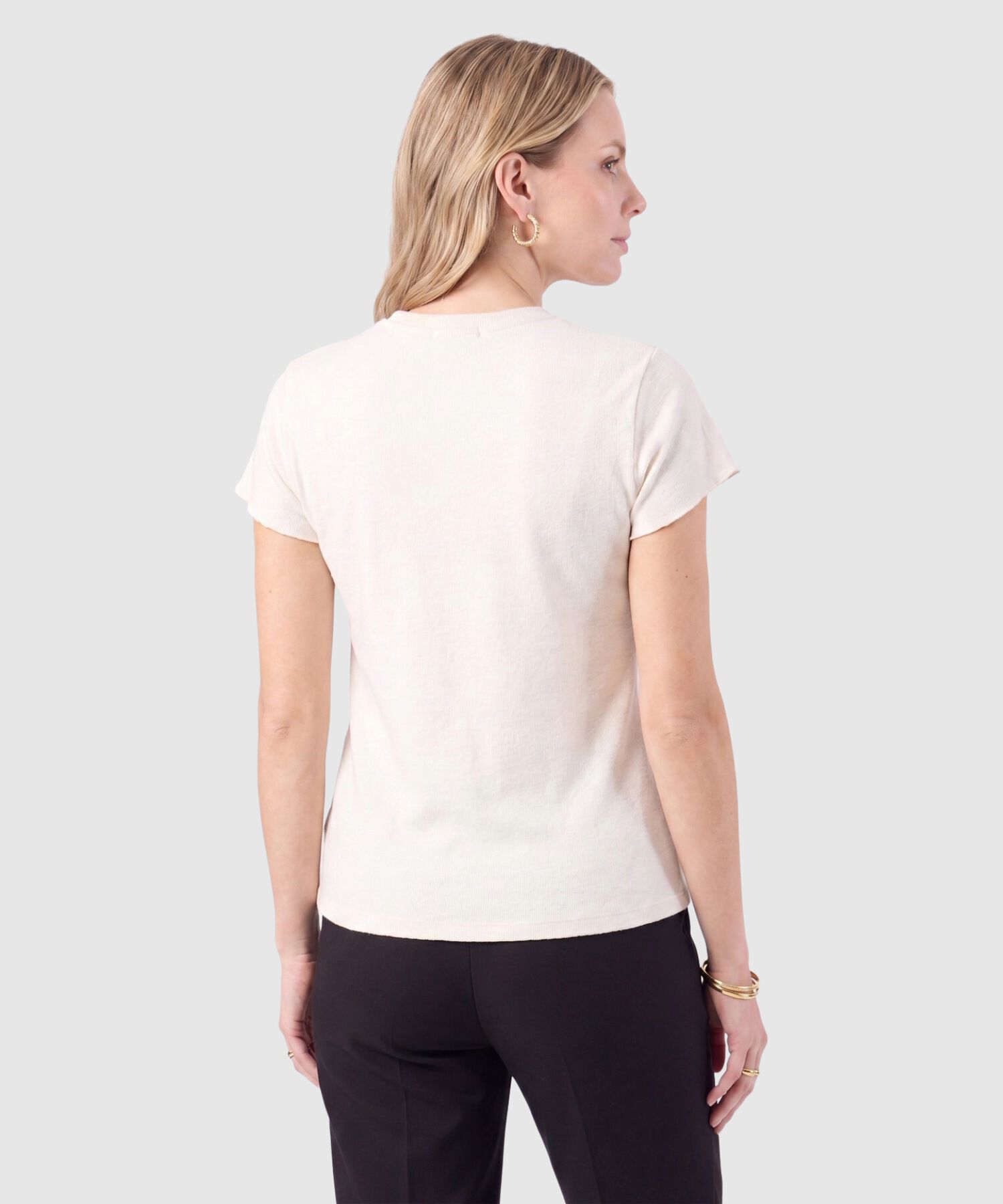 Camiseta B&aacute;sica En Tejido Acanalado Para Mujer