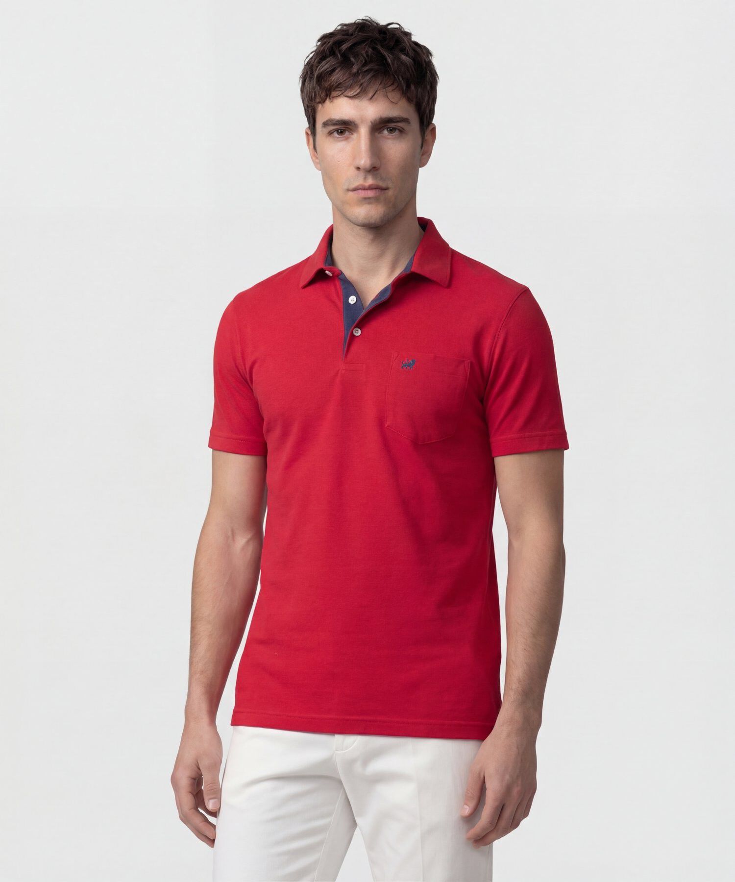 Polo Unicolor, Cuello Duro Con Bolsillo Y Silueta Regular Fit