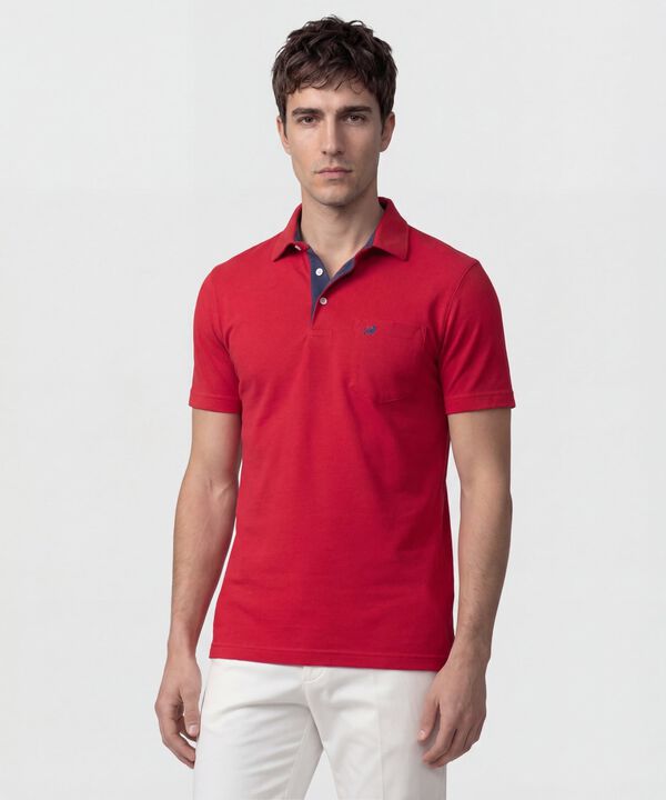 Polo Unicolor, Cuello Duro Con Bolsillo Y Silueta Regular Fit